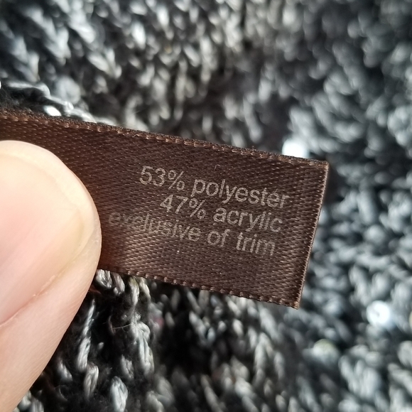 The Limited black gray silver sequin sweater asymmetric stripe small - Picture 5 of 7